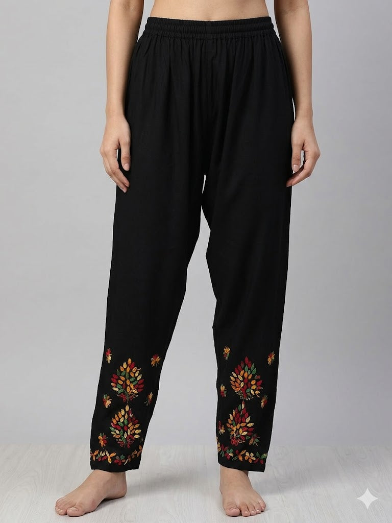 18CC Black Palazzo Multicolour Thread Diamond Design