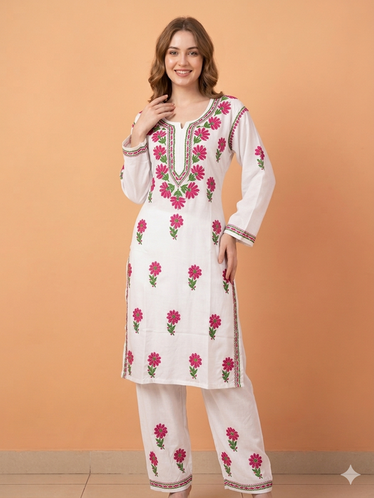 RAAZI White Rayon Set
