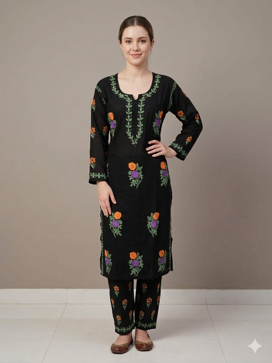 Gulabo Black Rayon Set