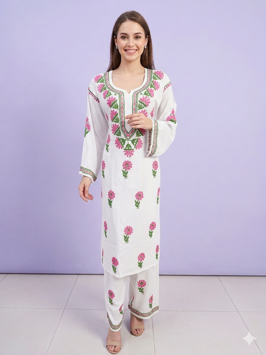 RAAZI White Rayon Set