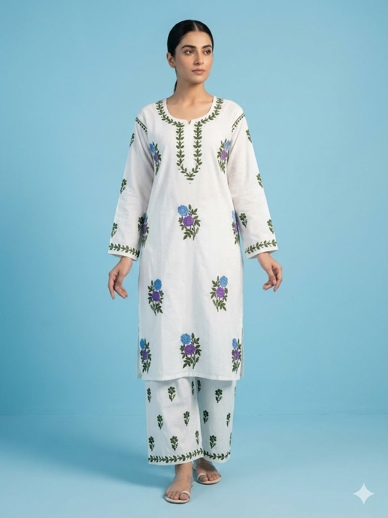 Gulabo White Rayon Set