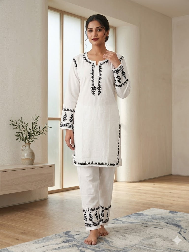 WHITE & BLACK RAYON SET