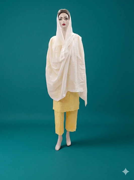 MULMUL COTTON CHANDERI BORDER  DUPATTA
