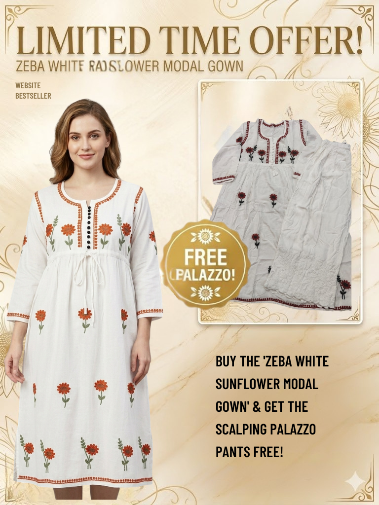 Zeba White Sunflower Modal Gown