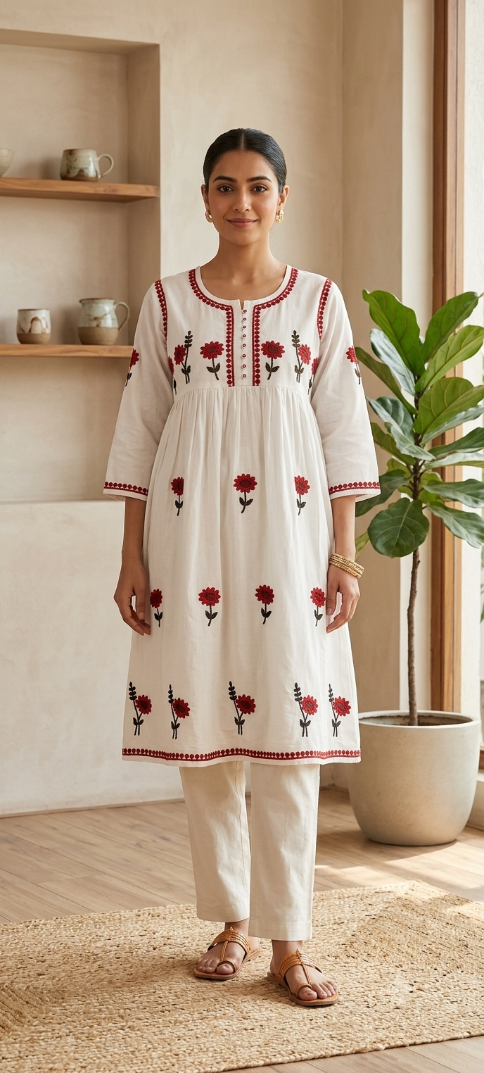 Zebaa White Sunflower Modal Gown