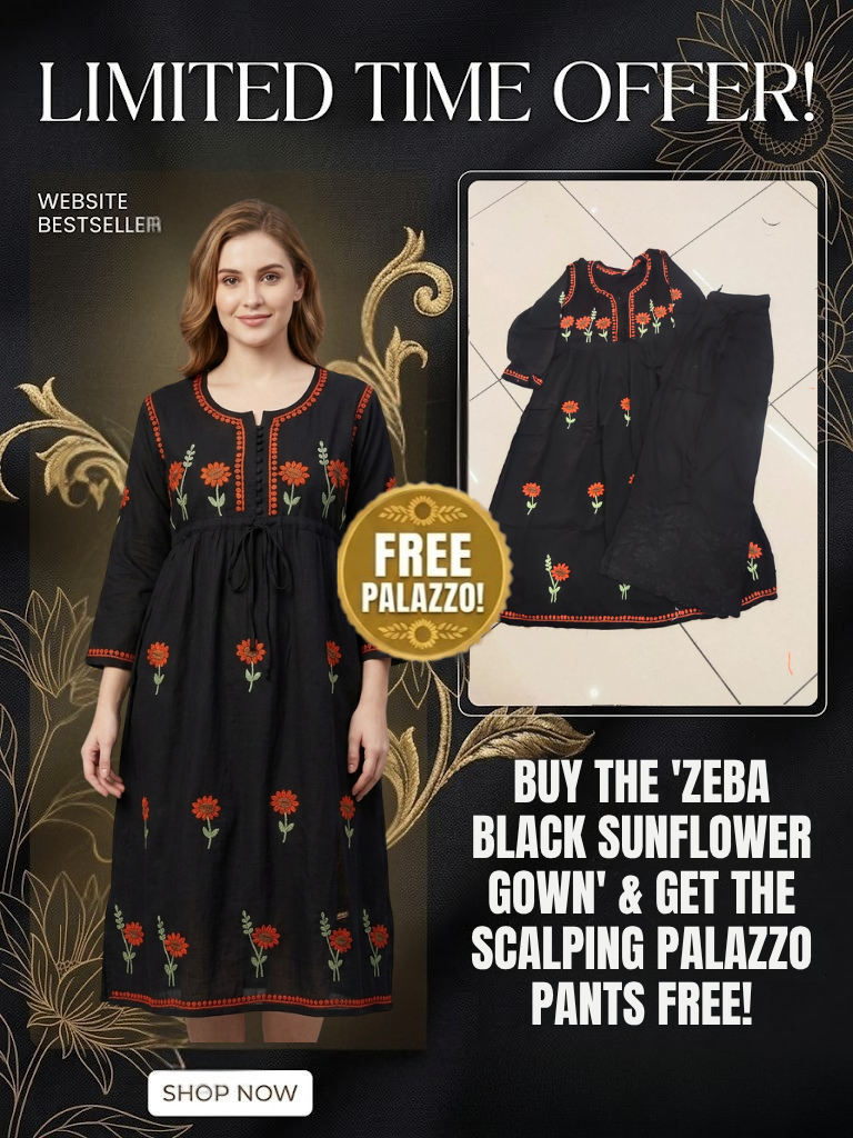 Zeba Black Sunflower Modal Gown
