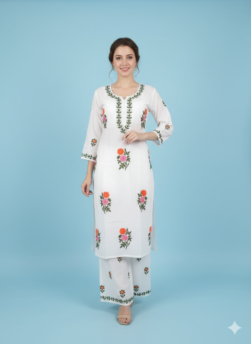 Gulabo White Rayon Set
