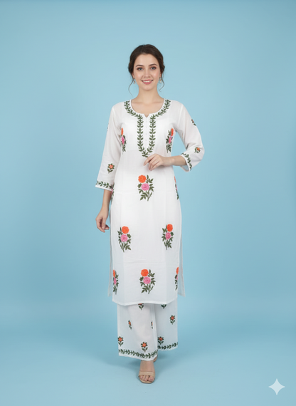 Gulabo White Rayon Set