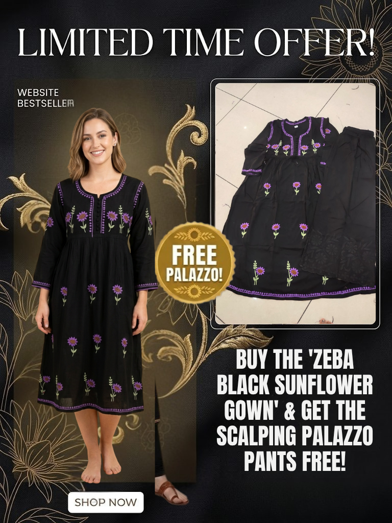 Zeba Black Sunflower Modal Gown