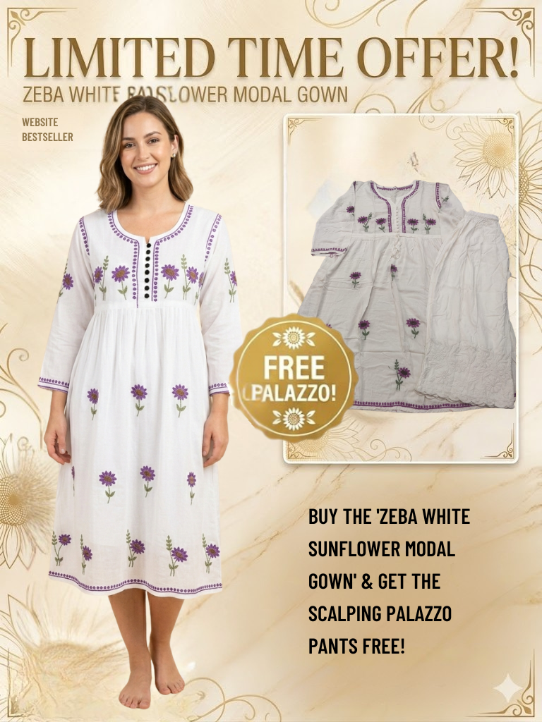Zeba White Sunflower Modal Gown