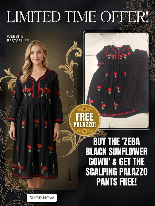 Zeba Black Sunflower Modal Gown