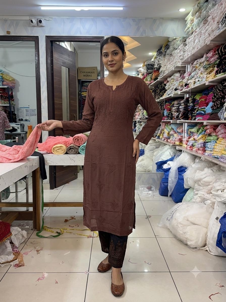 Anam Muslin Bakhiya Work Kurti