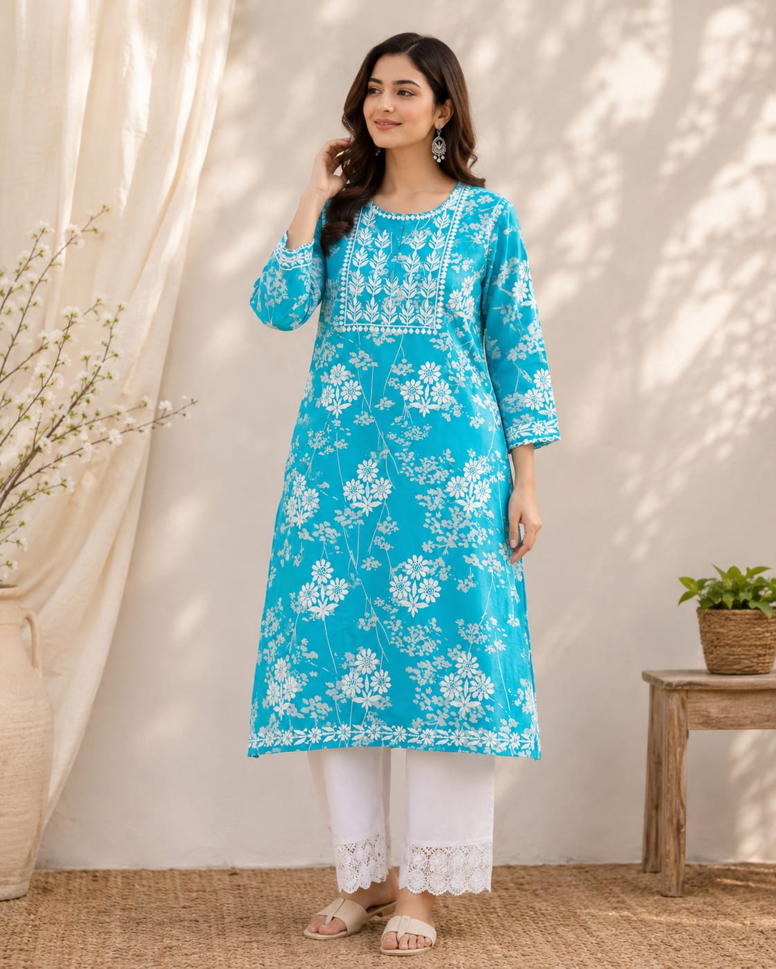 Sara Mulmul Cotton Kurti
