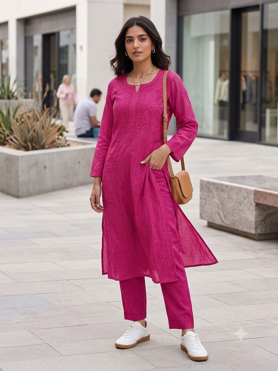 MUSLIN BAKHIYA WORK KURTI
