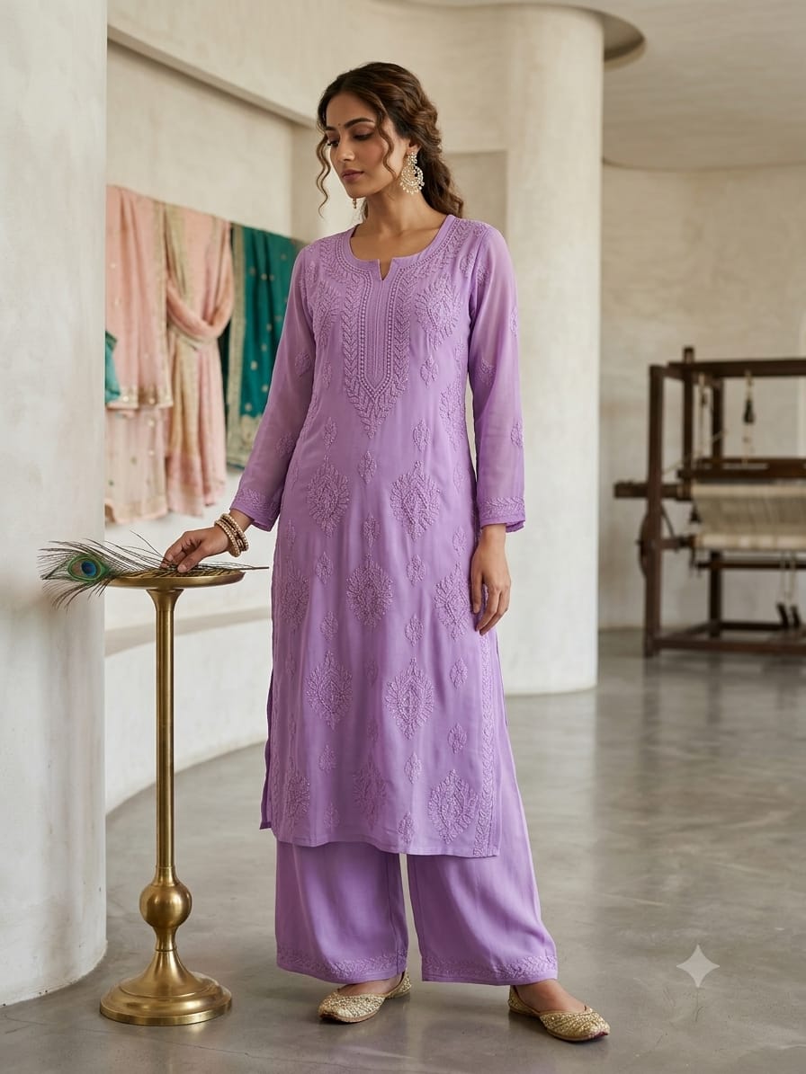MUSLIN BAKHIYA WORK KURTI