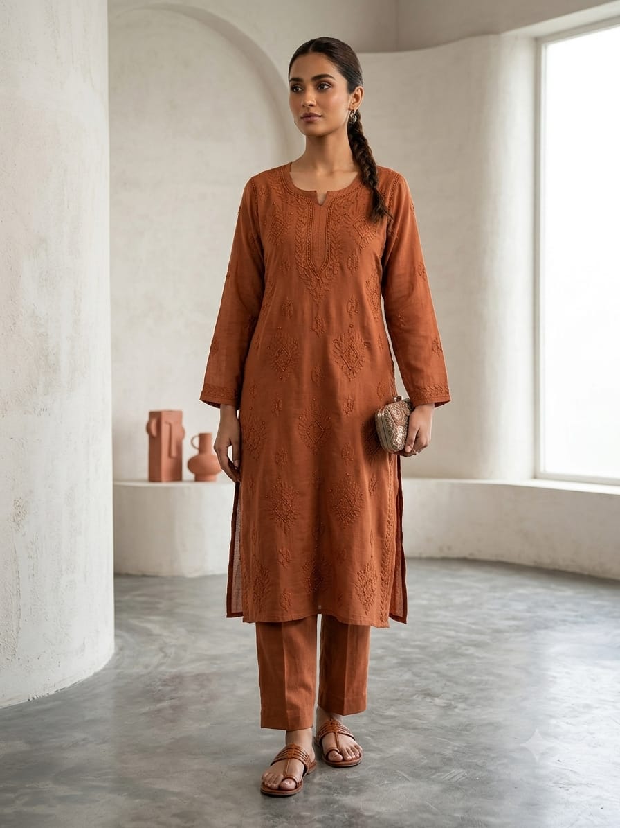 MUSLIN BAKHIYA WORK KURTI