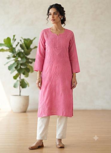 MUSLIN BAKHIYA WORK KURTI