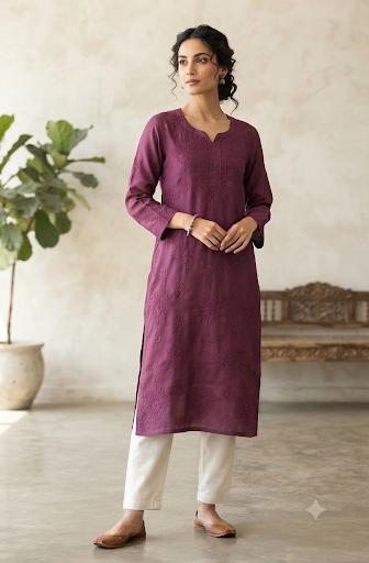 MUSLIN BAKHIYA WORK KURTI