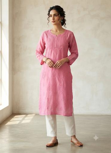 MUSLIN BAKHIYA WORK KURTI