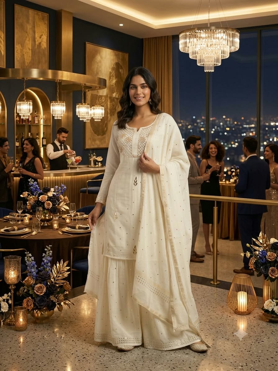 PURE MUL CHANDERI SILK GARARA SET