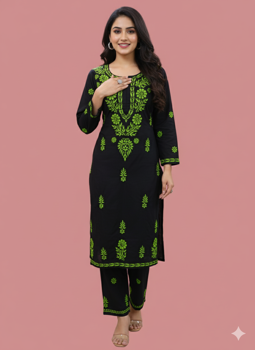 ISHA Black Rayon Set