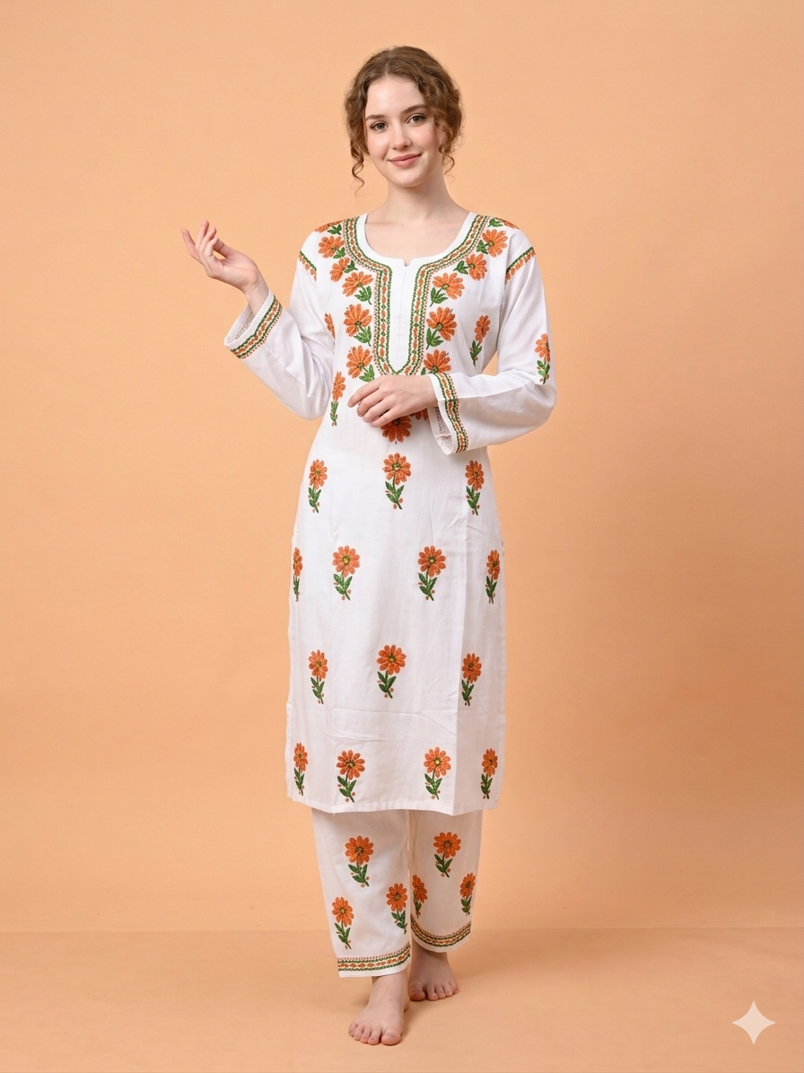 RAAZI White Rayon Set