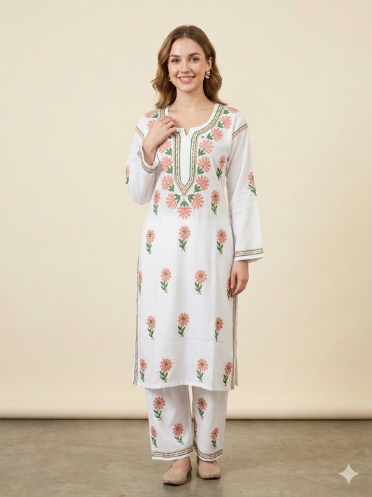 RAAZI White Rayon Set