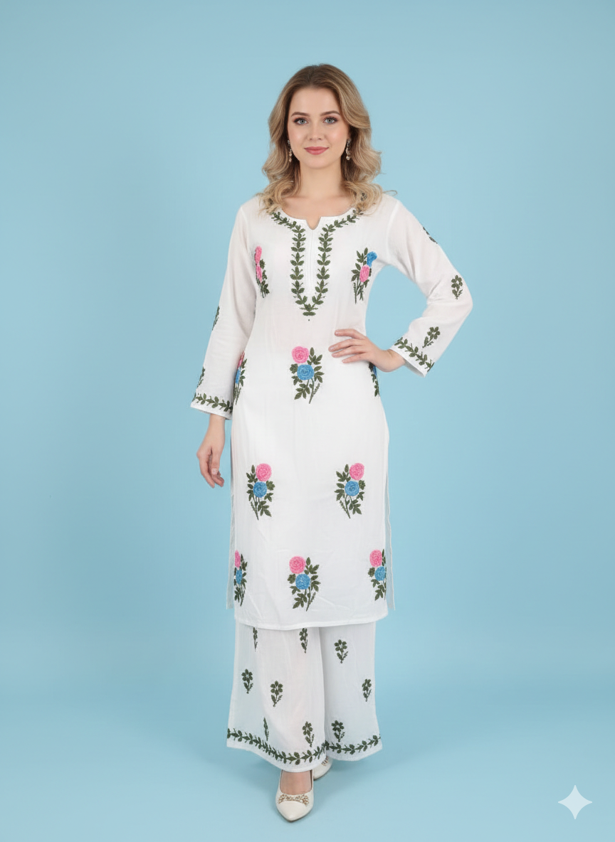 Gulabo White Rayon Set