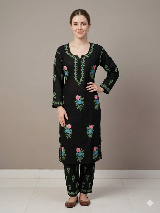 Gulabo Black Rayon Set
