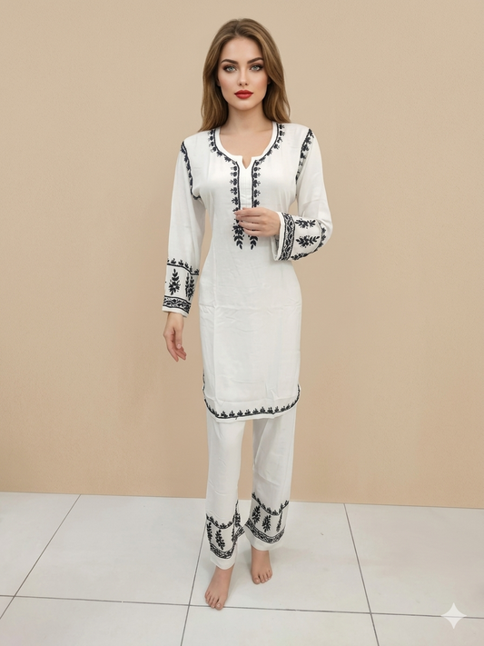 White/Black Rayon Cord Set