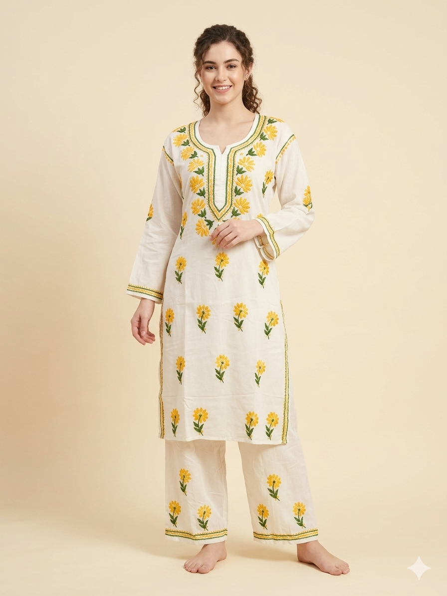 RAAZI White Rayon Set